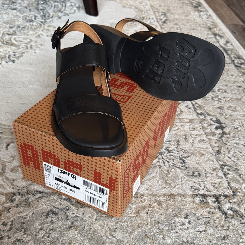 Camper Dana Black Women's Two Strap Sandals